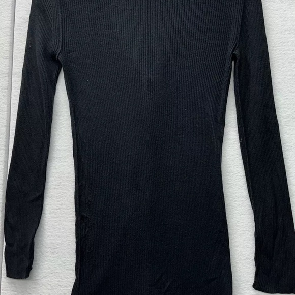 Free People Midi Dress Navy Blue Knit Button Up Ribbed XS - Picture 7 of 7